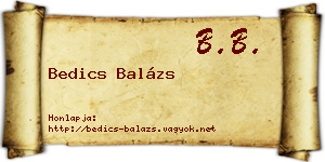 Bedics Balázs névjegykártya