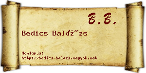 Bedics Balázs névjegykártya