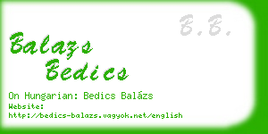 balazs bedics business card